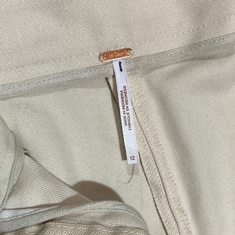 Free People High Rise Pia Dad Pleated Trouser Pants Size 12 Color Cream - Picture 9 of 10